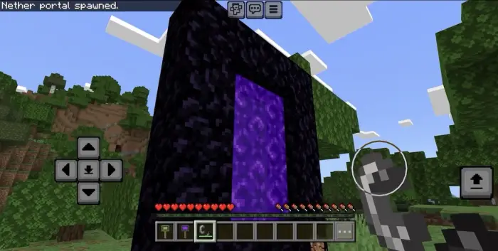 Player spawns a glowing portal in-game.