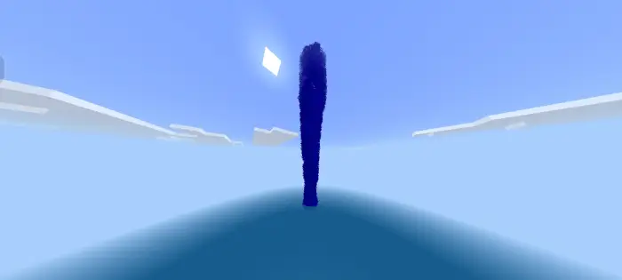 Tall tornado funnel under a clear sky