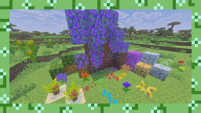 Colorful new plants, blocks, and biomes added