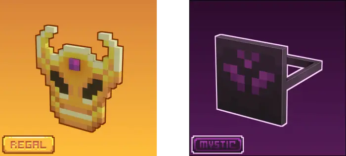 1. Golden crown with purple gem 2. Black headband with purple symbol