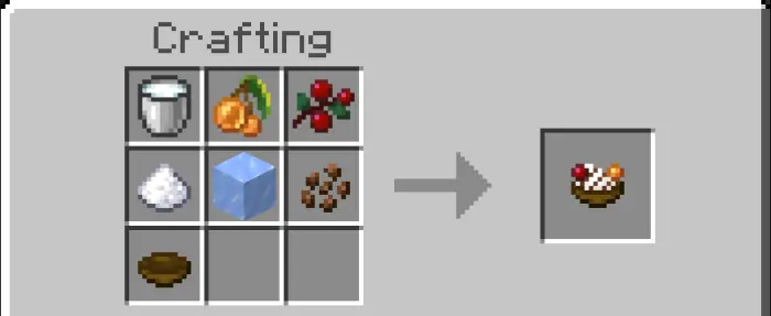 Berry dessert crafting recipe table