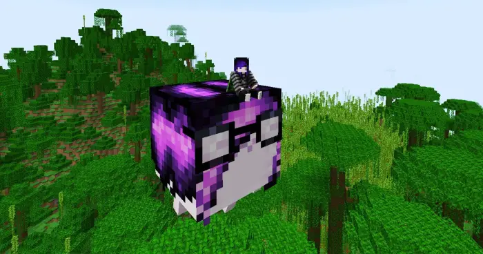 Cute purple ghast with rider above jungle