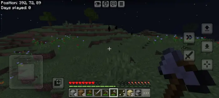 Nighttime landscape with empty grassy hills