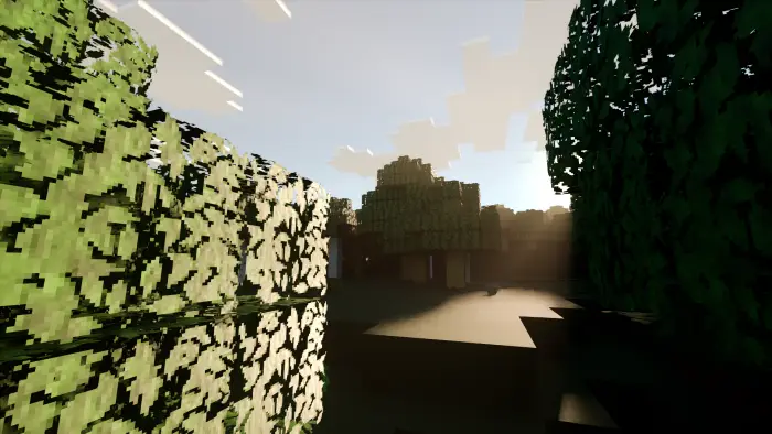 Sunlit realistic foliage and blocky trees