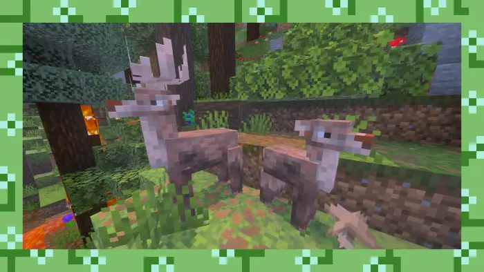 Blocky deer in a lush forest biome
