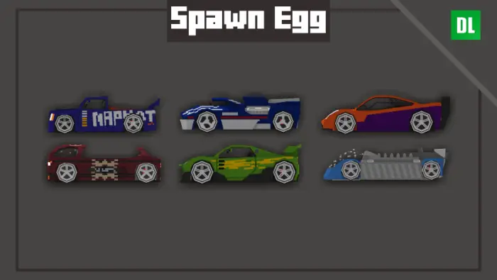 Six toy racing cars in arcade style