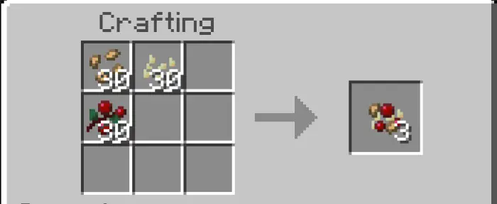 Berry and nut food crafting recipe shown