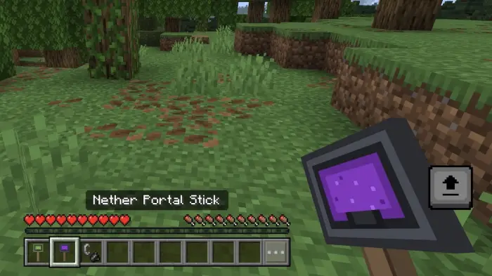 Player holding Nether Portal Stick in-game