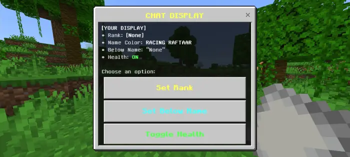 Custom chat rank display settings menu