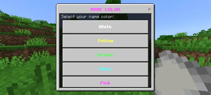 Name color selection menu in a chat mod