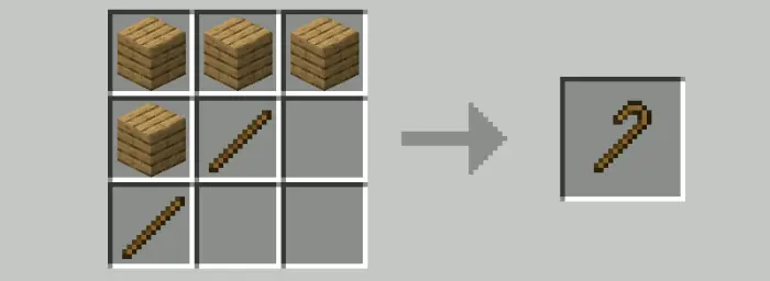 Crafting recipe for a wooden farm tool