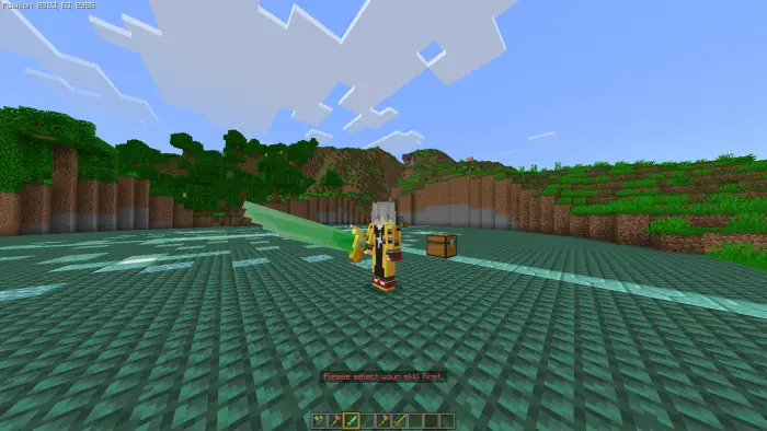 Player with sword and chest on green platform