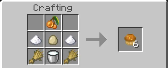 Glow berry muffin crafting recipe shown.