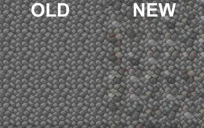 Old vs new colorful cobblestone texture