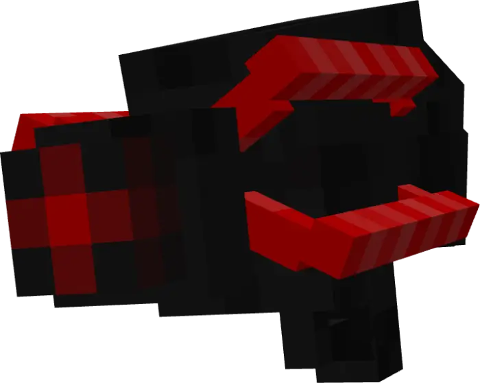 Blocky black turret with red accents.