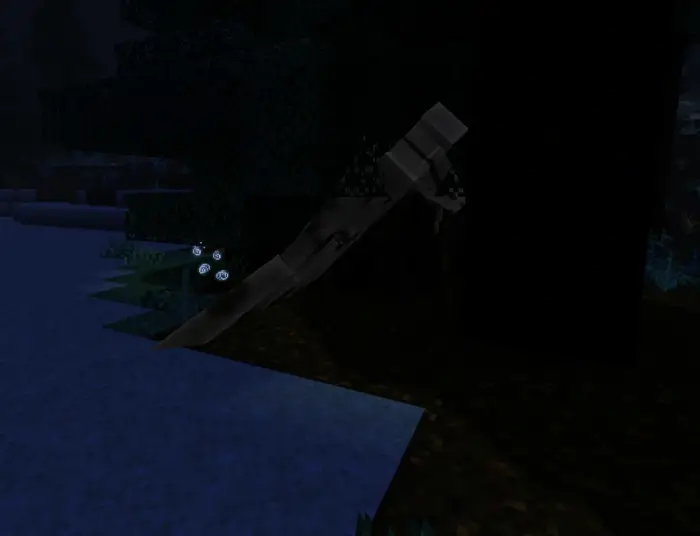 Creeping polar bear mob in dark forest.