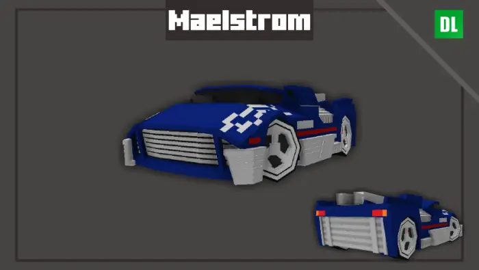 Blue toy race car with pixel design