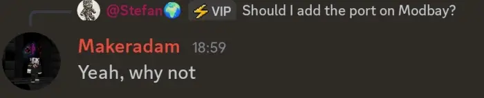 Discord chat about posting a new mod