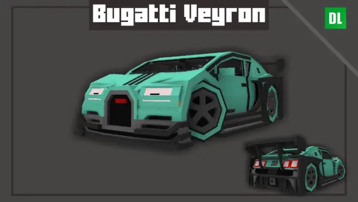 Blocky turquoise Bugatti Veyron mod car