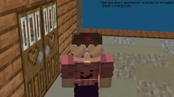 Blocky character wears heart-shaped glasses