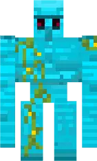 Blue crystal golem with glowing eyes.