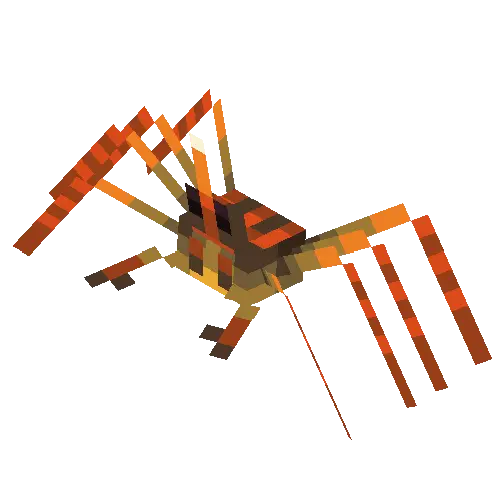 Pixelated arrow crab with orange legs