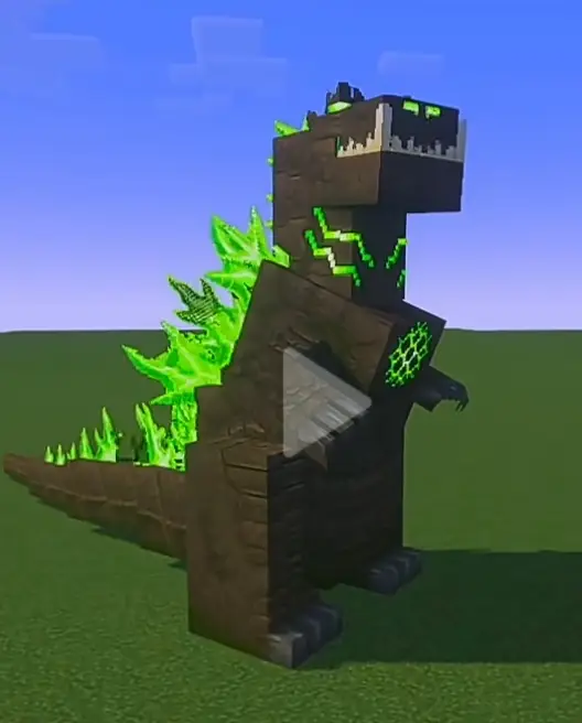 Blocky boss monster with glowing green spikes