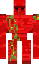 Red golem with vines on its body