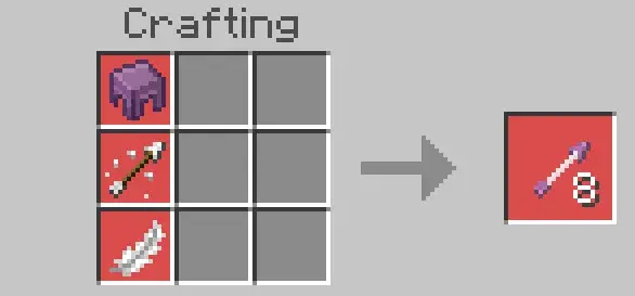 Crafting recipe for a special arrow.