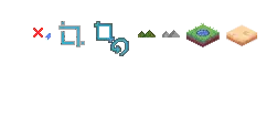 Toolbar icons for editing and terrain options