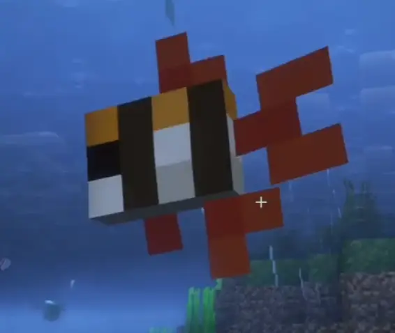 Blocky orange and black fish in river biome