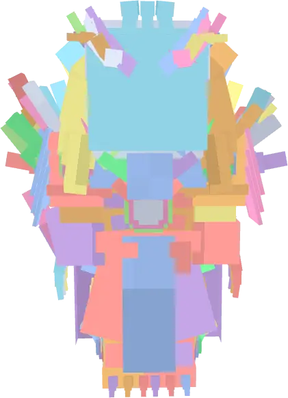 ALT text Colorful 3D armor trim with layered shapes