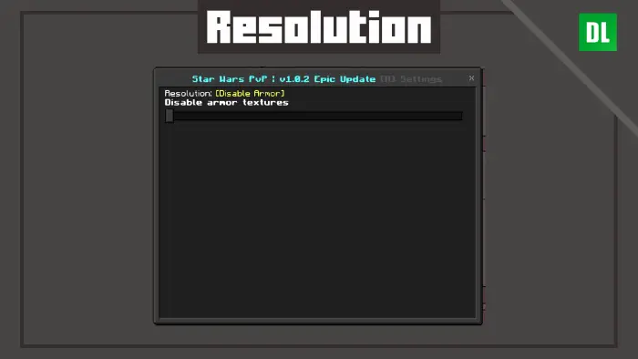 Settings menu for Star Wars PvP texture pack