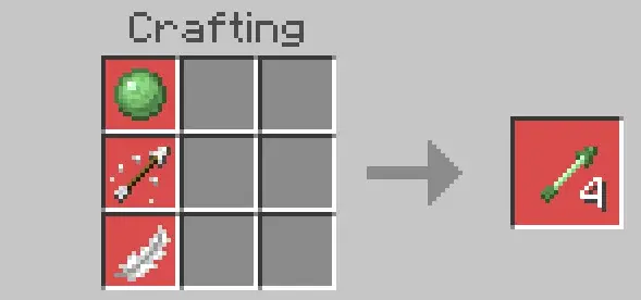 Slime, arrow, feather recipe for new bolts