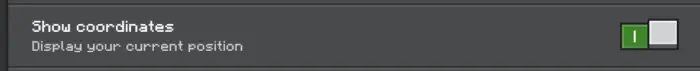 Show coordinates toggle enabled in settings