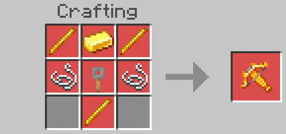 Crafting recipe for a golden crossbow