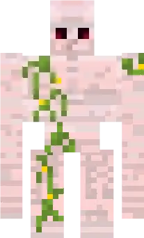 Pale stone golem with red eyes and vines