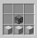 Crafting grid with dispenser and iron blocks
