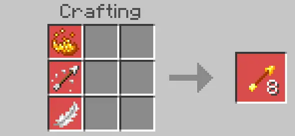 Flaming arrow crafting recipe shown