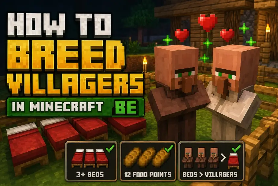 Thumbnail: How to Breed Villagers in Minecraft Bedrock