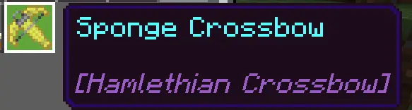 Sponge Crossbow item tooltip display