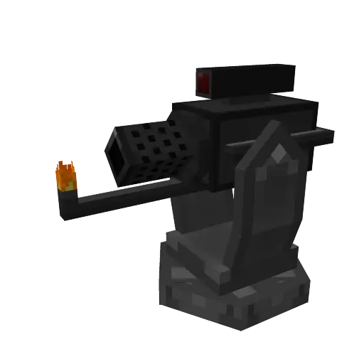 Blocky automated turret firing flames