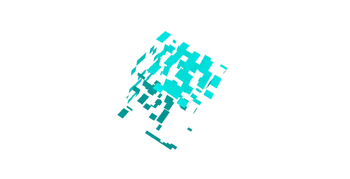 Pixelated cyan crystal item on black background