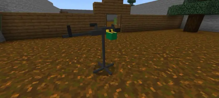 ALT text Mounted gun in a rustic mission yard