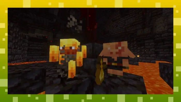 Baby variants of mobs near lava in a dungeon