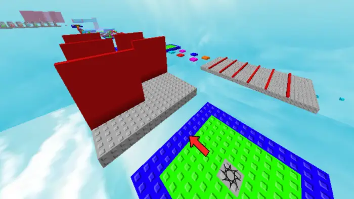 Roblox-style parkour course with obstacles