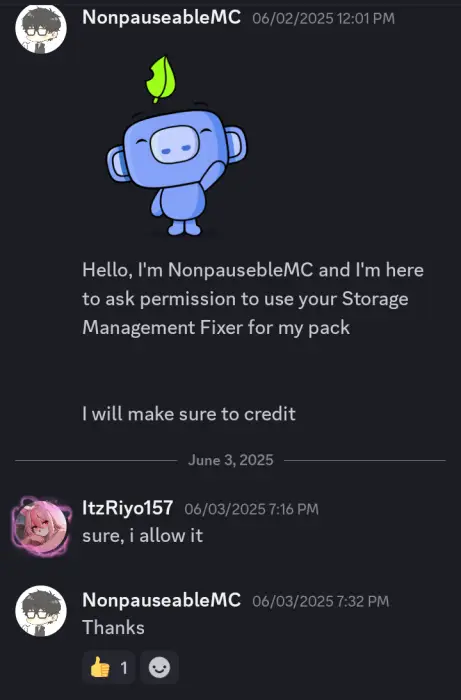 ALT text Permission request for texture pack use