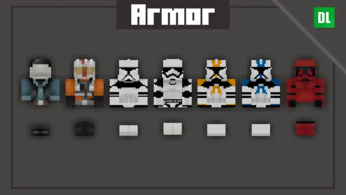 Star Wars themed armor and helmets lineup
