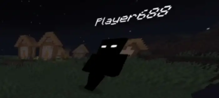 Shadowy figure with glowing eyes at night