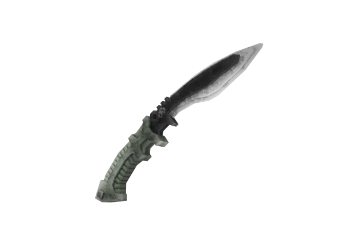 Curved fantasy dagger with detailed hilt
